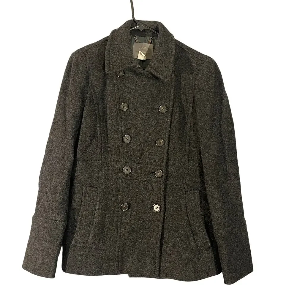 J.Crew Gray Wool Blend Nello Gori Stadium Cloth Coat Women Sz 8